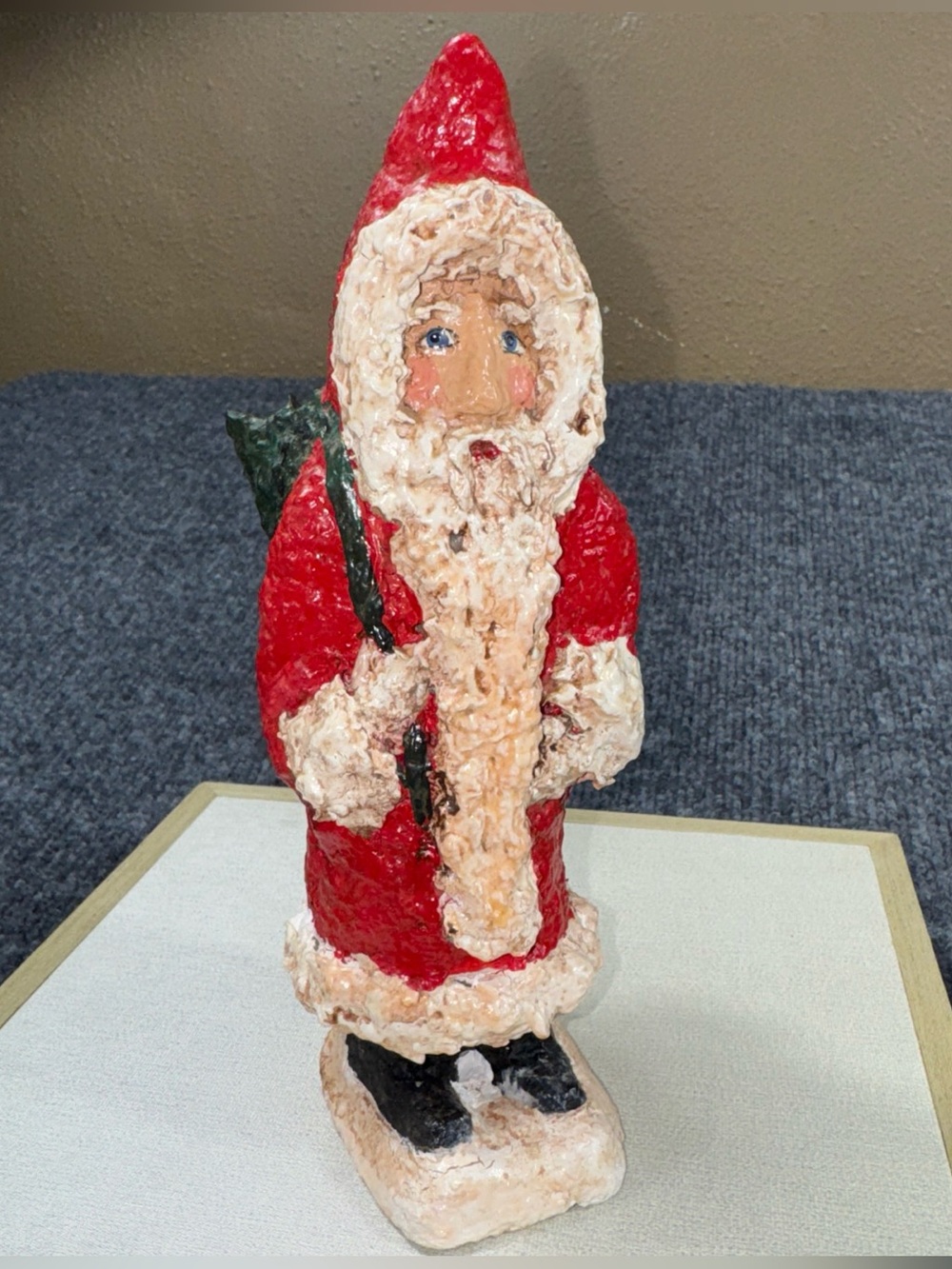 Handmade Paper Mache’ Old World Santa 8 In